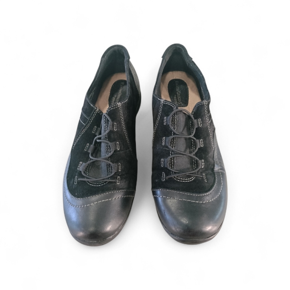 Black Suede Lace-Up Oxfords Minimalist Comfy Flats  Comfort Shoes